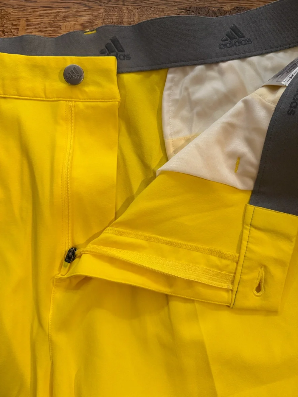 adidas Men's Flat-Front Golf Shorts in Bright Yellow